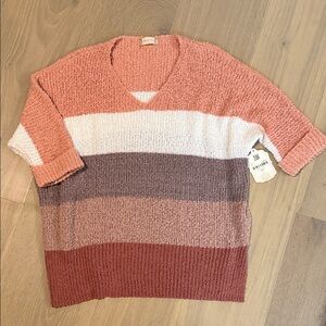 Altar’d State L/XL New Striped V-Neck Sweater